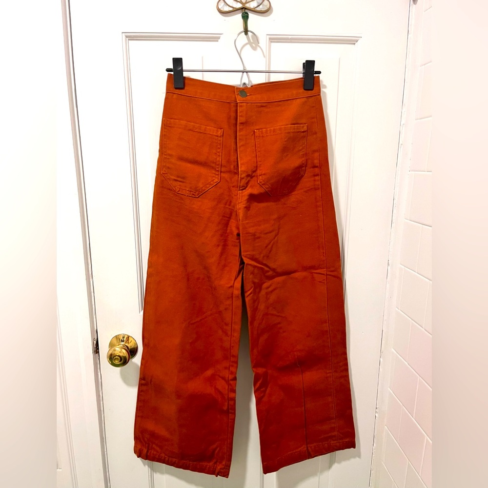 Lykke Wullf cropped cotton pant size XS color camel